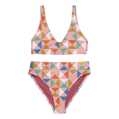 Bandeiras - Recycelter Bikini mit höher Taille - pink